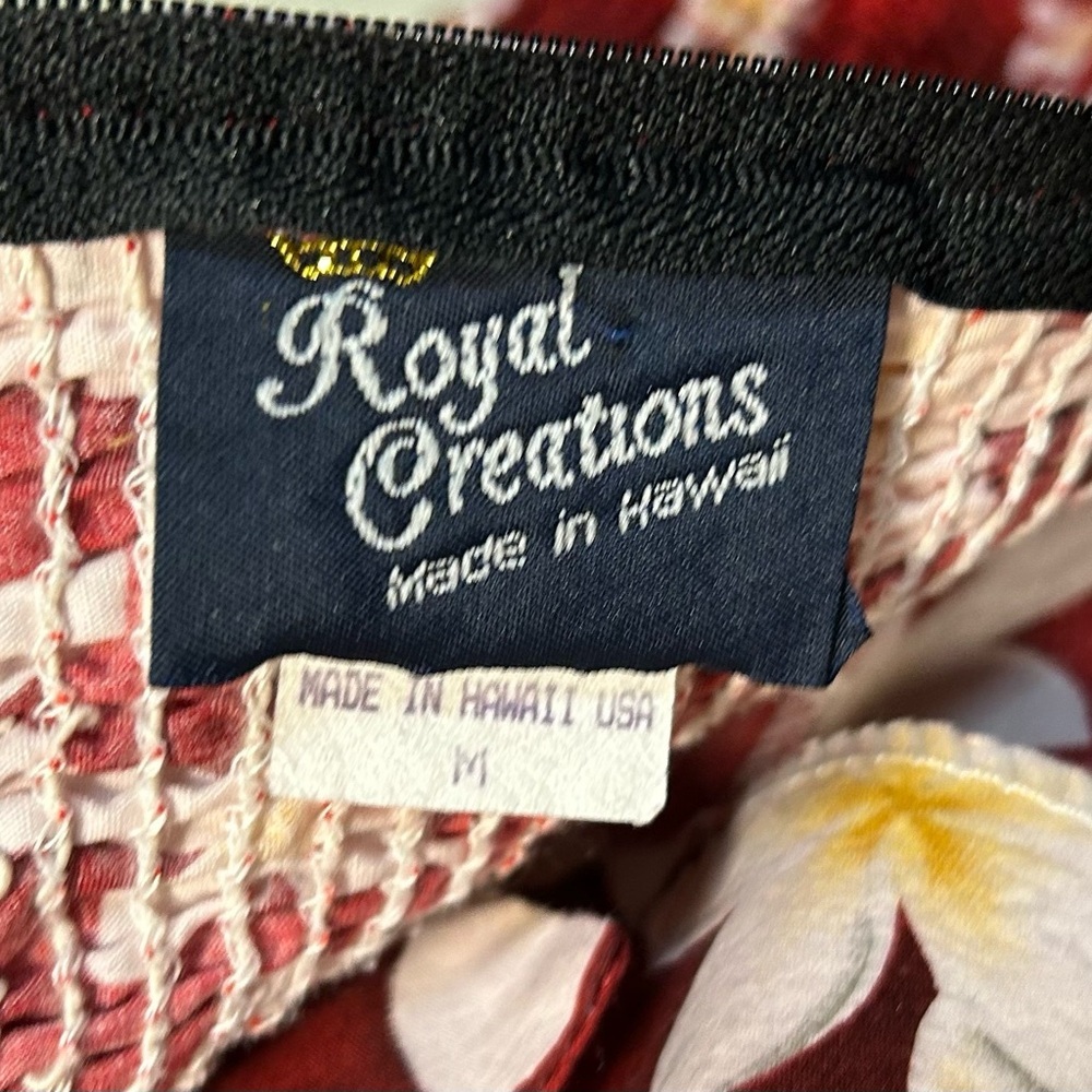 Royal Creations Red Plumeria Floral Rockabilly Midi Dress Made in Hawaii USA M - Picture 2 of 8